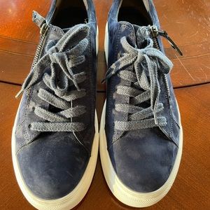 Paul Green Harper Side Zip Blue Suede Platform Sneaker